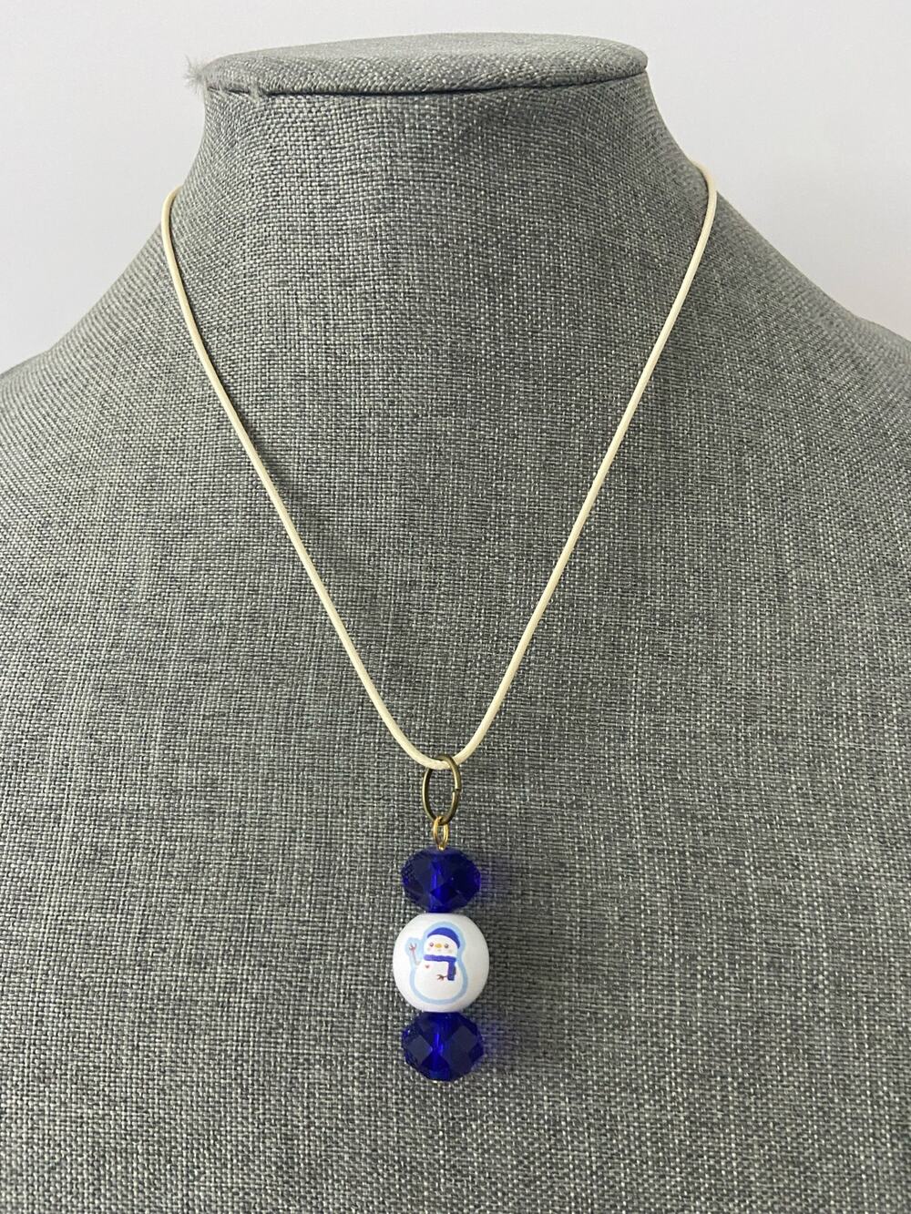 Handmade snowman pendant necklace